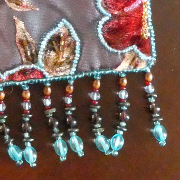 Beaded Velvet Crossbody Boho Handbag New - Picture 8 of 8